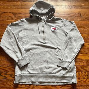 Kansas City Chiefs Antigua Womans L Grey Half Zip Hoodie Sweatshirt NFL Football